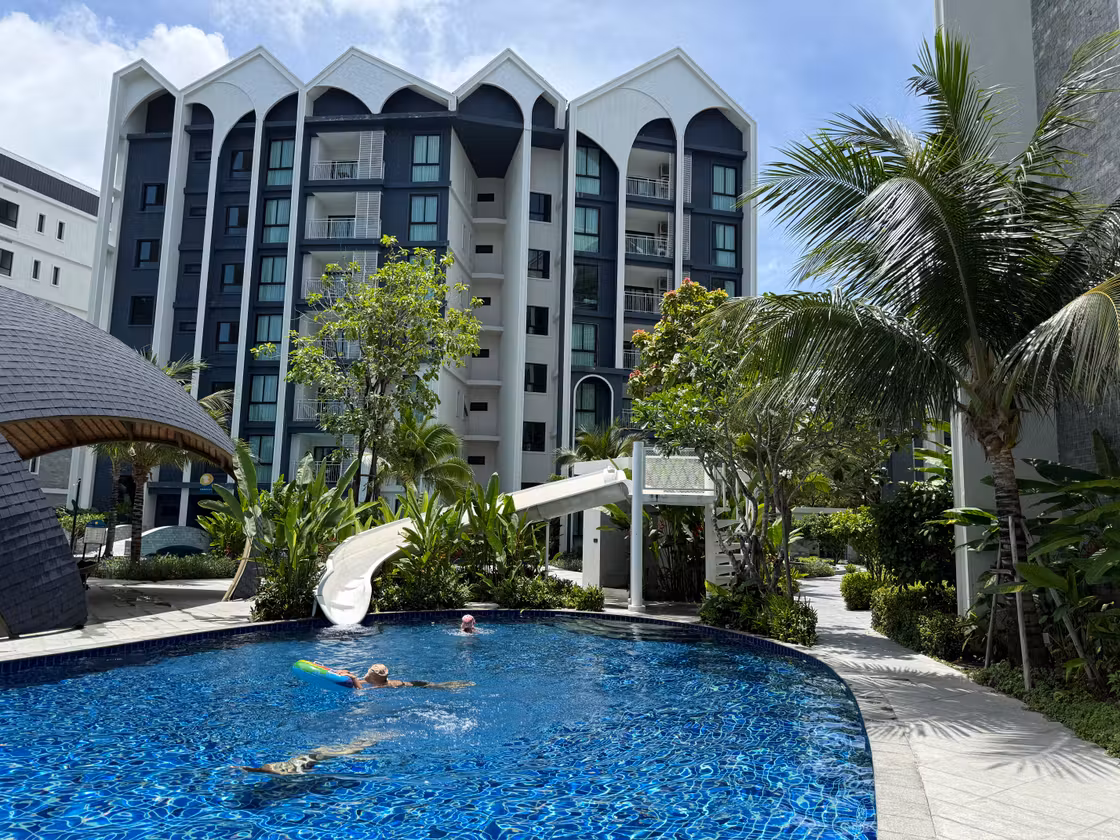 Pool with water slide