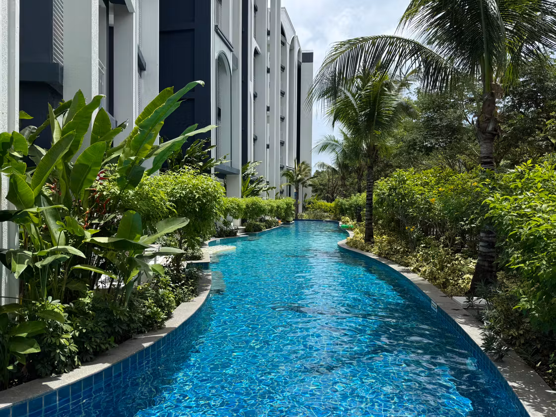 Buildings and green grounds of the complex